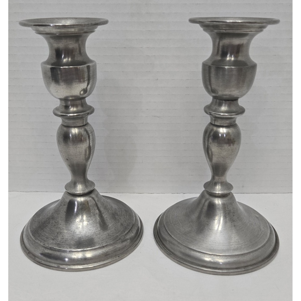 Vintage Leonard Genuine Pewter Weighted Candlestick Holders - Pair. Made in...